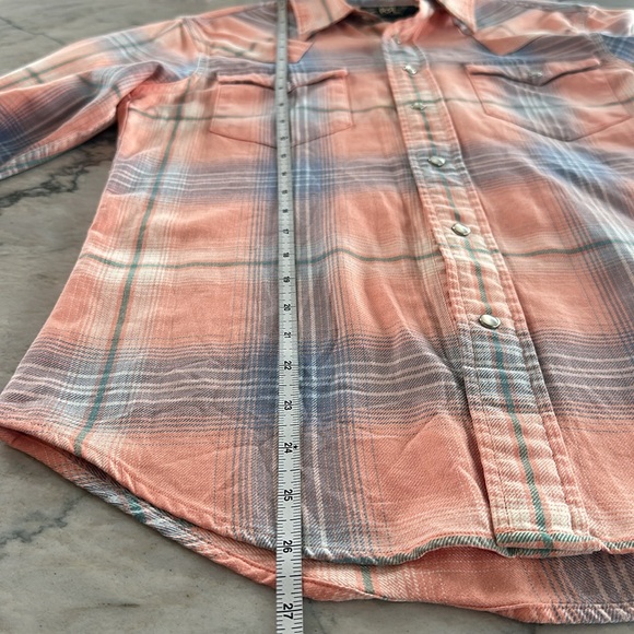 Ralph Lauren Double RRL Pink Plaid Collared Pearl Snaps Shirt Size 3 or 8/10 - Picture 10 of 11